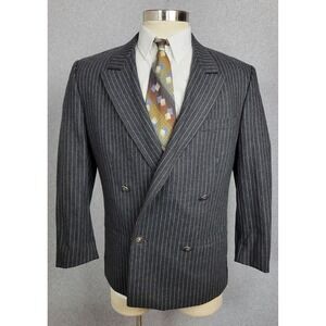 Versus Gianni Versace Mens Grey Pinstripe Double Breasted Wool Blazer 50 / 36